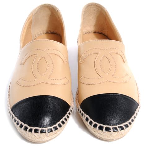 chanel espadrilles lambskin|chanel espadrilles beige and black.